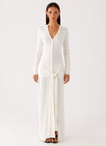 Sabetha Knit Maxi Dress White 1 Peppermayo