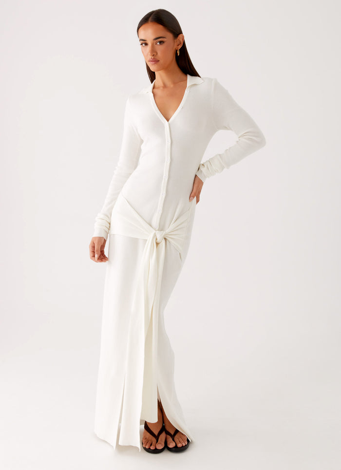 Sabetha Knit Maxi Dress White 4 Peppermayo