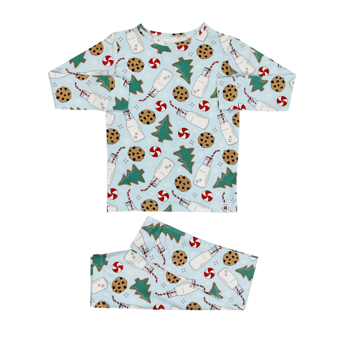 Santa's Cookies Blue Bamboo Pajama Set