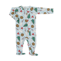 Santa's Cookies Blue Bamboo Zipper Footie