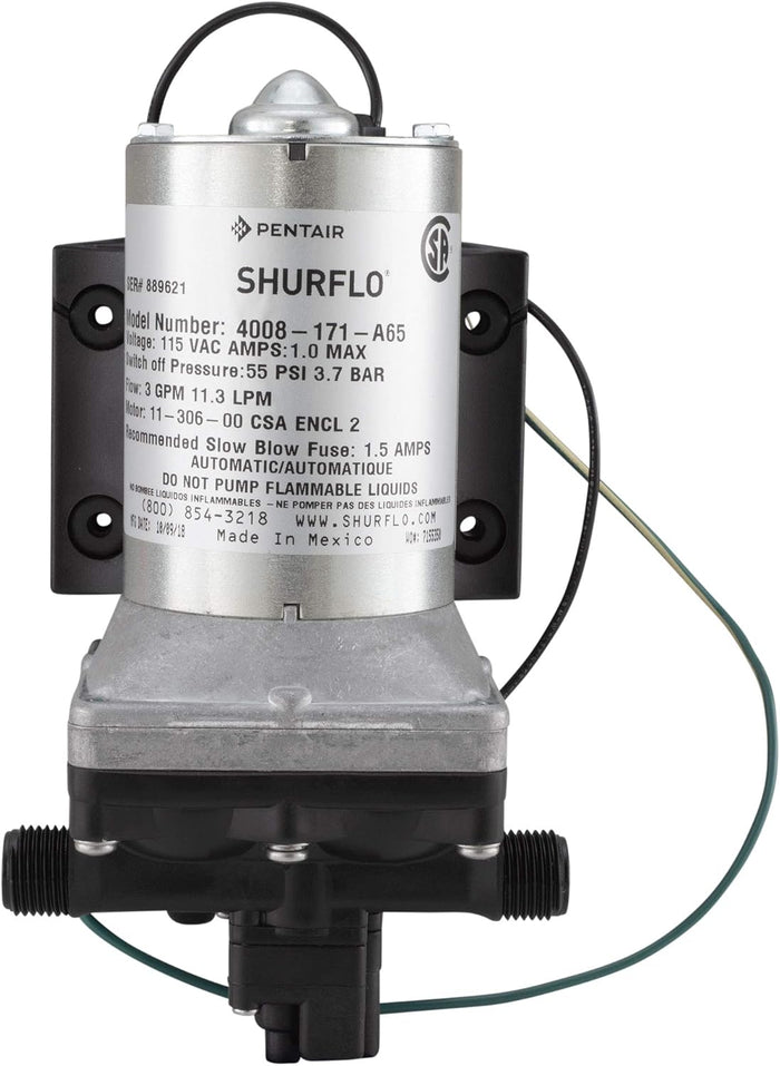SHURflo 4008-171-E65 Water Pump Specifications Label - Front View | United RV Parts