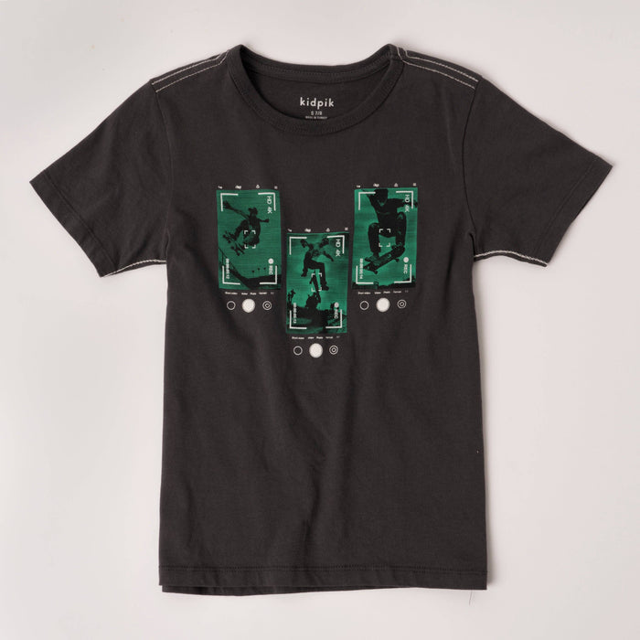 Skateboard Pic Contrast Stitch Tee