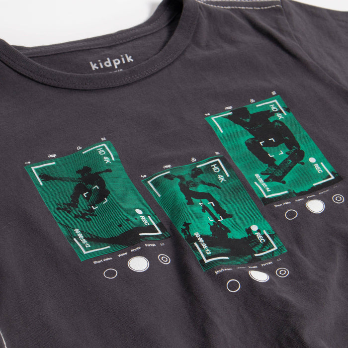 Skateboard Pic Contrast Stitch Tee