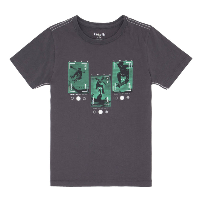 Skateboard Pic Contrast Stitch Tee
