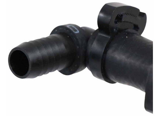 Black SMI 6257 Vacuum Tee Kit - Close-Up Hose Barb and Clamp Detail | United RV Parts