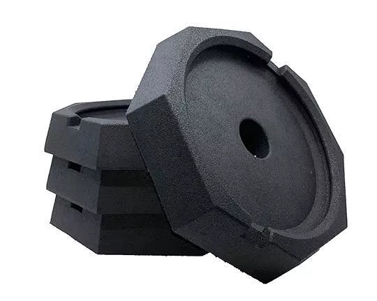 Black Rubber SnapPad EQ Round RV Jack Pads 4-Pack 11.75" - Stacked View | United RV Parts