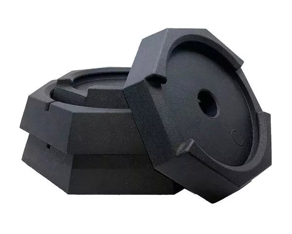 Black Polyethylene SnapPad HiWay 8 Bus Round RV Jack Pads - Stacked Angle View | United RV Parts