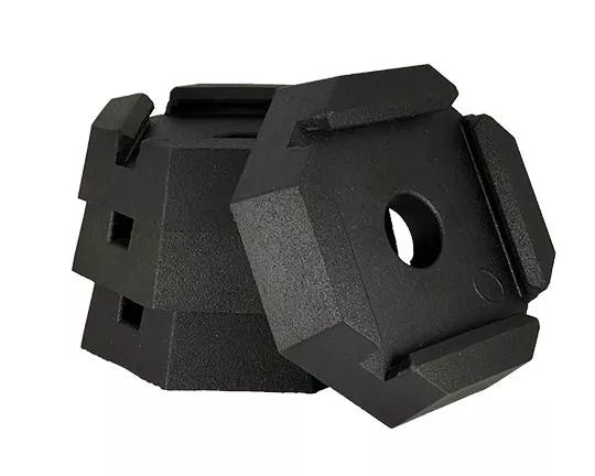 Black Rubber SnapPad Mini 4-Pack for 5.5" Square RV Jack Feet - Angled View | United RV Parts