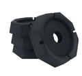 Black Polyurethane SnapPad Mini 6" Round Jack Foot Pads 4-Pack - Stacked Angle | United RV Parts