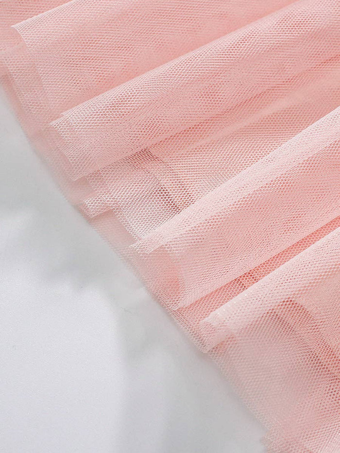 Soft Pink Rainbow Tulle Flutter Dress