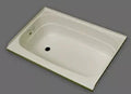 Parchment Acrylic RV Bath Tub with Left Hand Drain - Angled View | United RV Parts