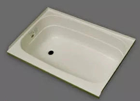 Parchment Acrylic RV Bath Tub with Left Hand Drain - Angled View | United RV Parts