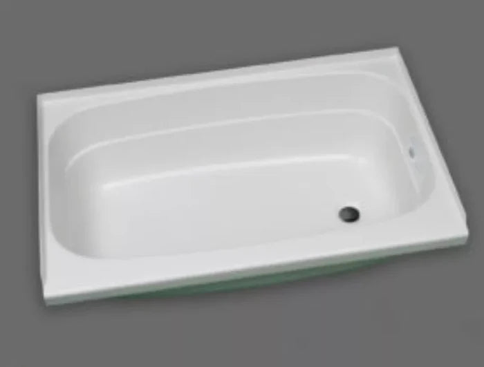 White Acrylic Specialty Recreation Bath Tub BT2436WR Right Hand Drain - Angled View | United RV Parts