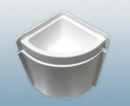 White Specialty Recreation Corner Lavatory Sink LSC11W 11" - Angled View | United RV Parts