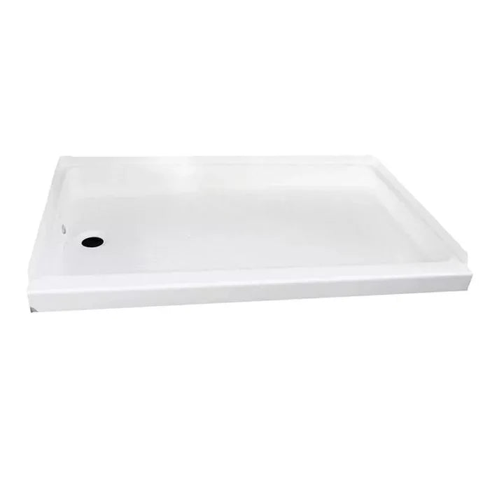 White Specialty Recreation Shower Pan SP2436WL Left Hand Drain 24x36 - Angled View | United RV Parts