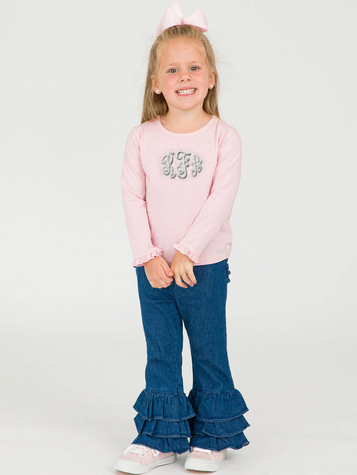 Stretch Denim Flare Pants with Ruffles (Infant)