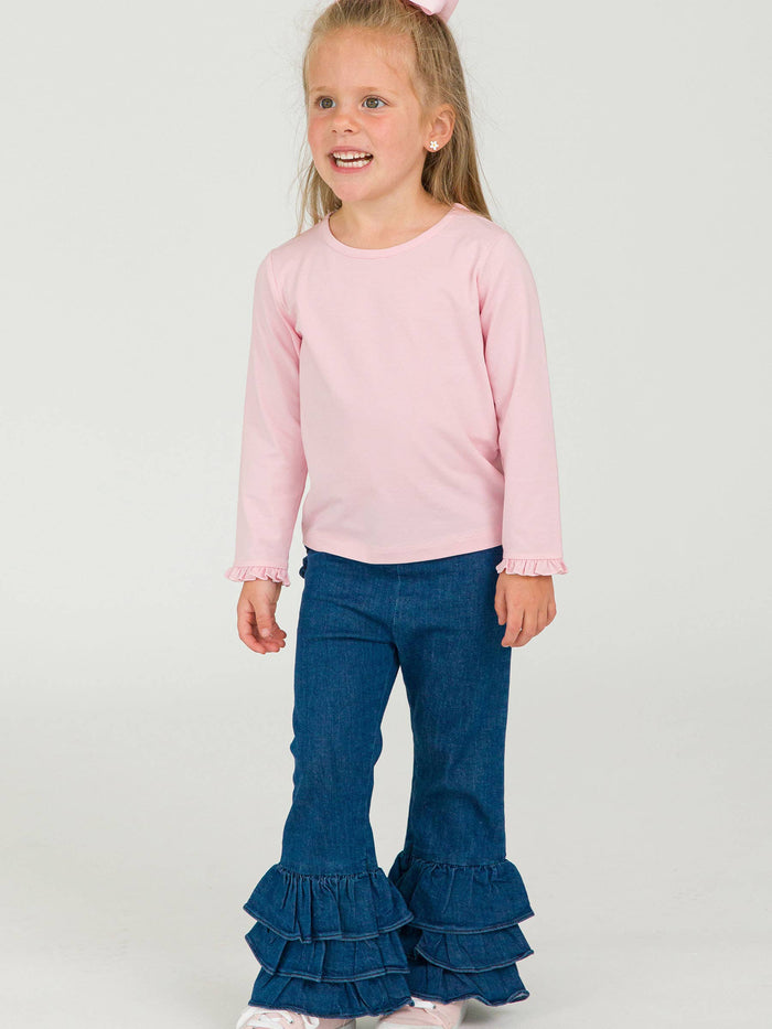 Stretch Denim Flare Pants with Ruffles (Infant)