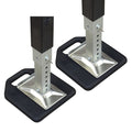 Black EPDM RV Jack Base Pads Under Scissor Jacks - In-Use Front View | United RV Parts