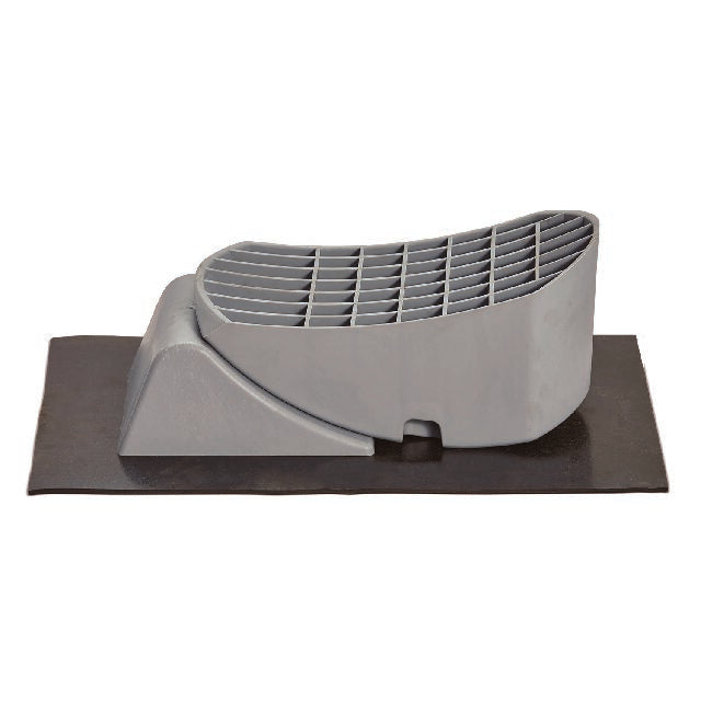 Gray Polycarbonate Trailer Drive-On Leveler with Rubber Mat - Side Angle | United RV Parts