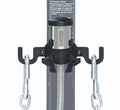 Black Stromberg Carlson JET-30 Cord Keeper mounted on tongue jack post with safety chains - Installed View | United RV Parts