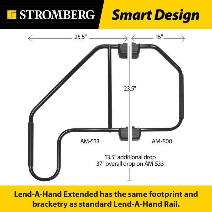 Stromberg Carlson Lend-A-Hand Extended Rail AM-533 - Dimensional Specs | United RV Parts