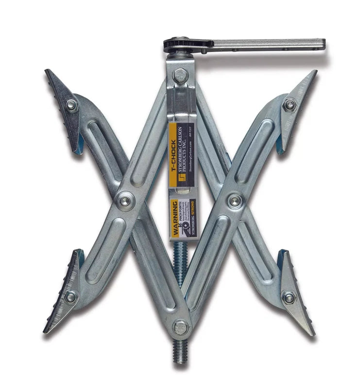 Silver Metal Tandem Axle T-Chocks with Handle - Top View | United RV Parts