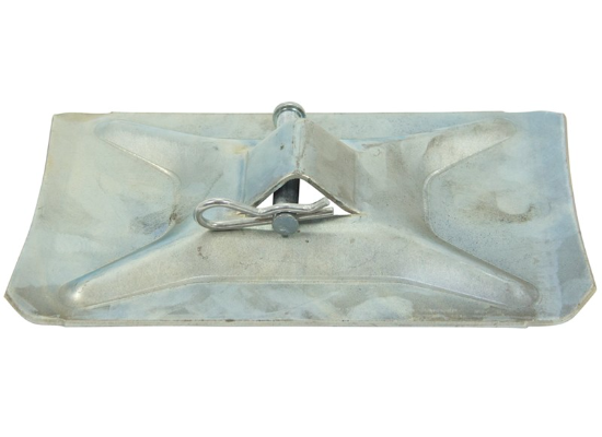 Galvanized Steel RV Landing Gear Foot LG119225 with Pin Installed - Top-Down View | United RV Parts