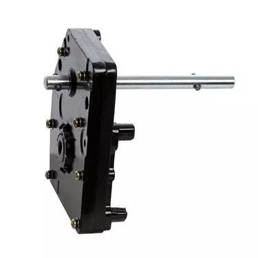 Black Metal RV Landing Gear Gearbox - Side View with Extension Rod | United RV Parts