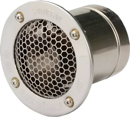 Stainless Steel Suburban Advantage Water Heater 3" Vent Cap 260618 - Front View | United RV Parts