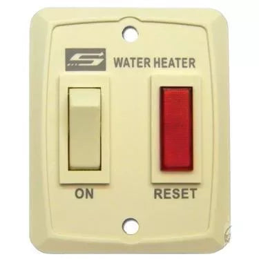 Suburban Water Heater On/Off Wall Switch 232795 Cream - Front View with ON Toggle & Red Reset Button | United RV Parts