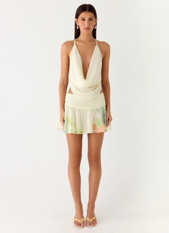 Sweet Charm Cowl Neck Top - Spring Meadow