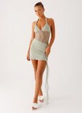 Tate Mesh Mini Dress Sage 4 Peppermayo