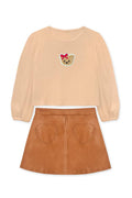 Teddy Patch Top & Skirt Set