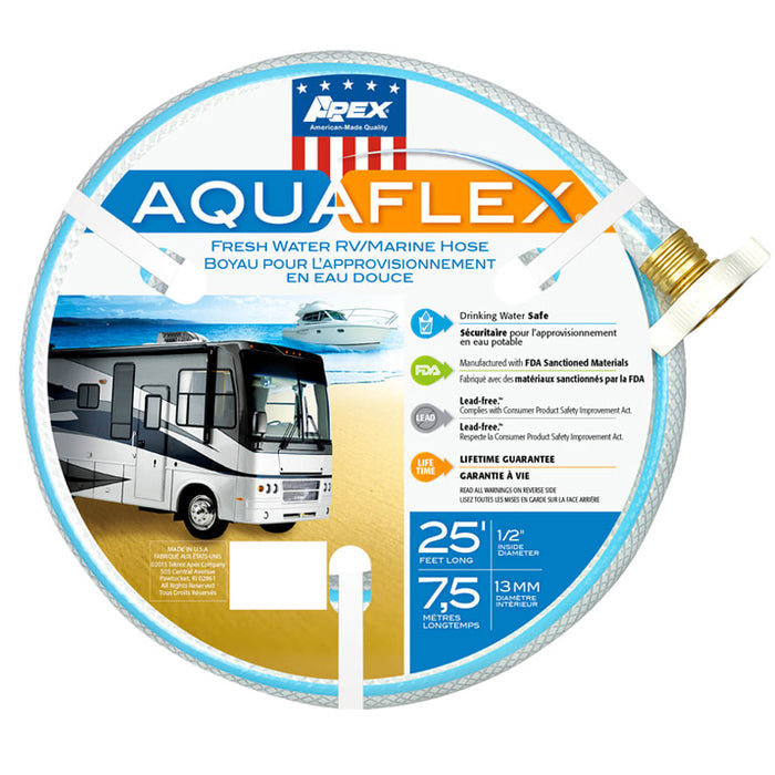 Teknor Apex AquaFlex RV Fresh Water Hose 25ft 1/2in - Packaging Front View | United RV Parts