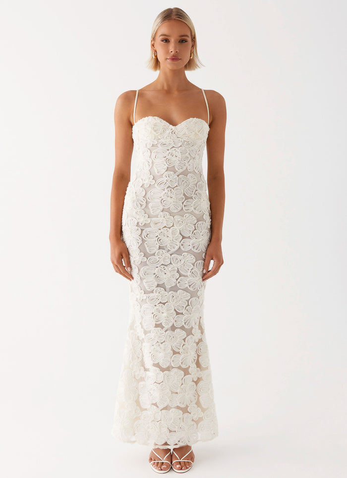 Womens That Girl Maxi Dress in the colour Ivory in front of a light grey background