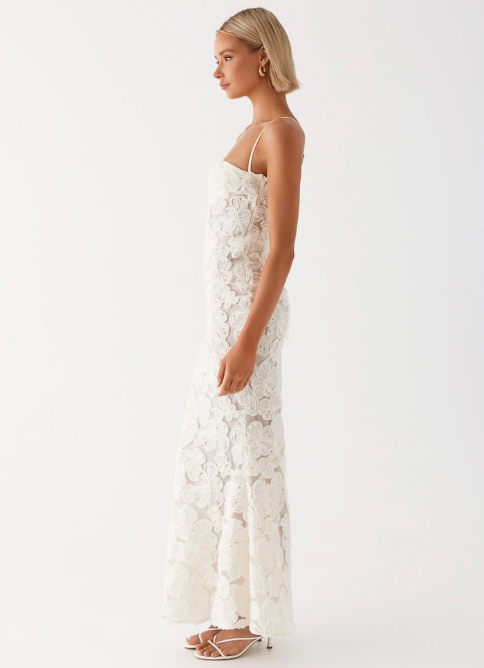 Womens That Girl Maxi Dress in the colour Ivory in front of a light grey background