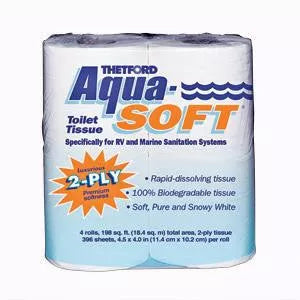 White Thetford Aqua-Soft 2-Ply RV Toilet Tissue 4-Pack - Product Package | United RV Parts