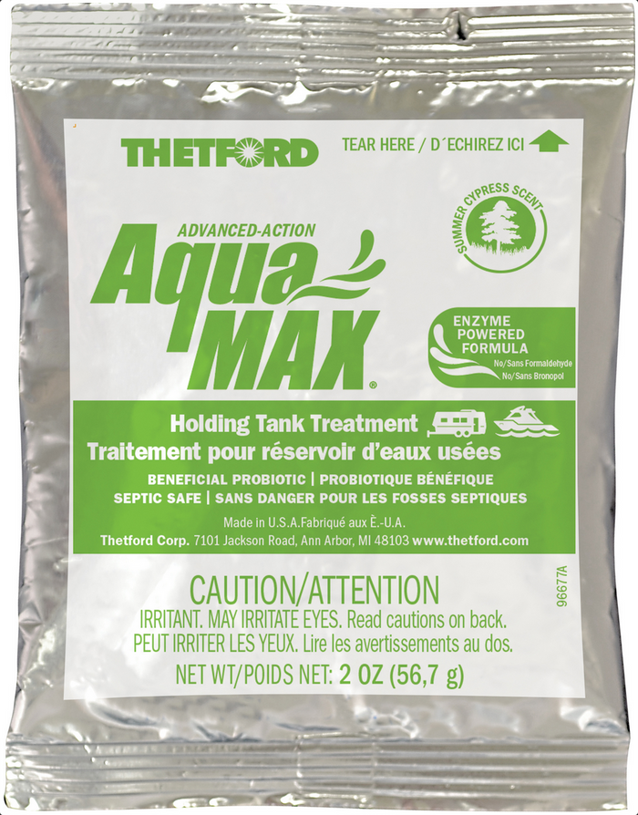 Thetford AquaMax 2oz Dry Powder Holding Tank Treatment Single Foil Packet - Front Detail | United RV Parts