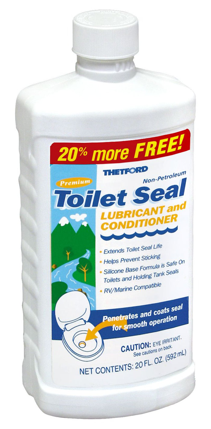 White Thetford Toilet Seal Lubricant Conditioner 20oz Bottle - Front View | United RV Parts