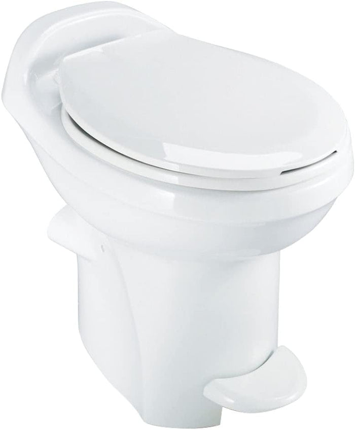 White Ceramic Thetford Style Plus RV Toilet 34429 - Side View | United RV Parts