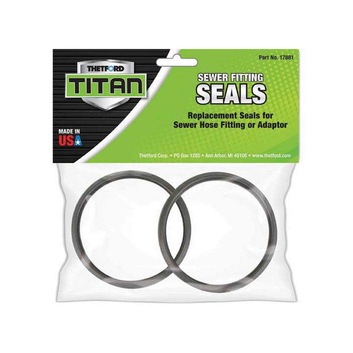 Thetford Titan RV Sewer Fitting Seals 17881 - 2 Gray Rubber Gaskets, Front Packaging View | United RV Parts