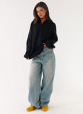 Torrie Oversized Polo Top - Black