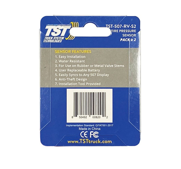 TST-507-RV-S2 Tire Pressure Sensor Package - Back Label View | United RV Parts