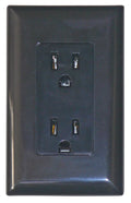 Black Valterra 15 Amp Dual Outlet Receptacle with Weather Cover - Front View | United RV Parts