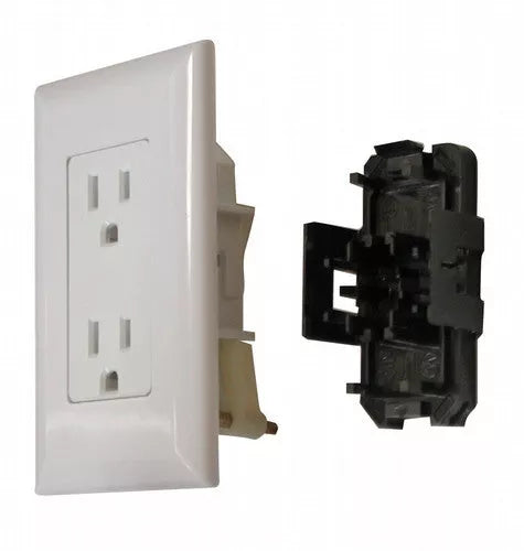 White Valterra DG15TVP 15 Amp Decor RV Wall Outlet with Cover - Front View | United RV Parts