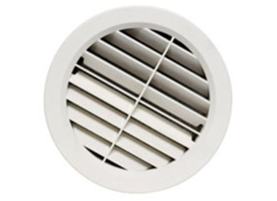 Light Beige Plastic 5 Inch Round AC Ceiling Register - Angled View | United RV Parts