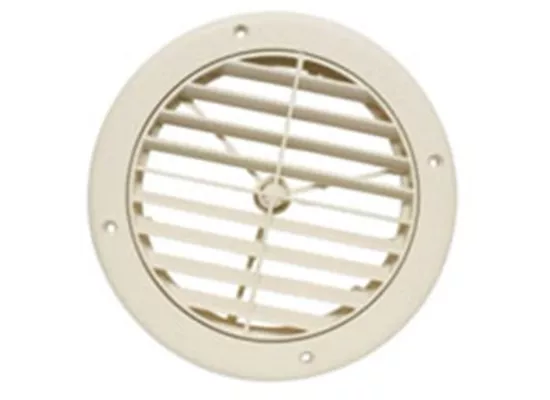 White Plastic Round Louvered A/C Ceiling Register 5-Inch - Front View | United RV Parts