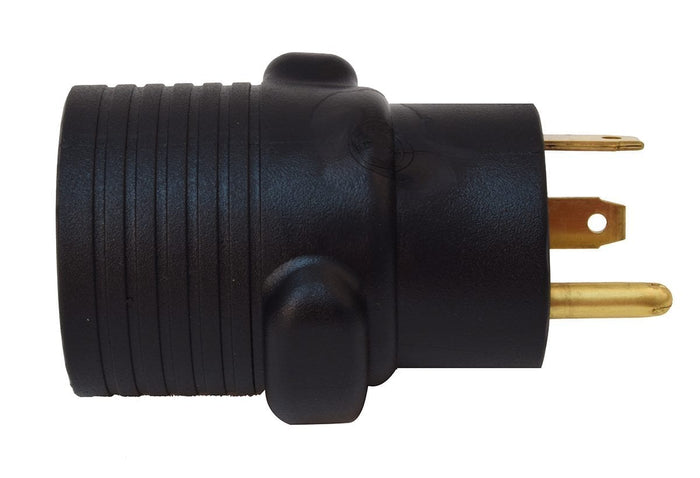 Black Valterra 50 Amp to 30 Amp RV Adapter Plug A10-3050A Male End - Side Profile | United RV Parts