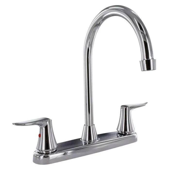 Polished Chrome Valterra 8" Hi-Arc RV Kitchen Faucet PF221305 - Front View | United RV Parts