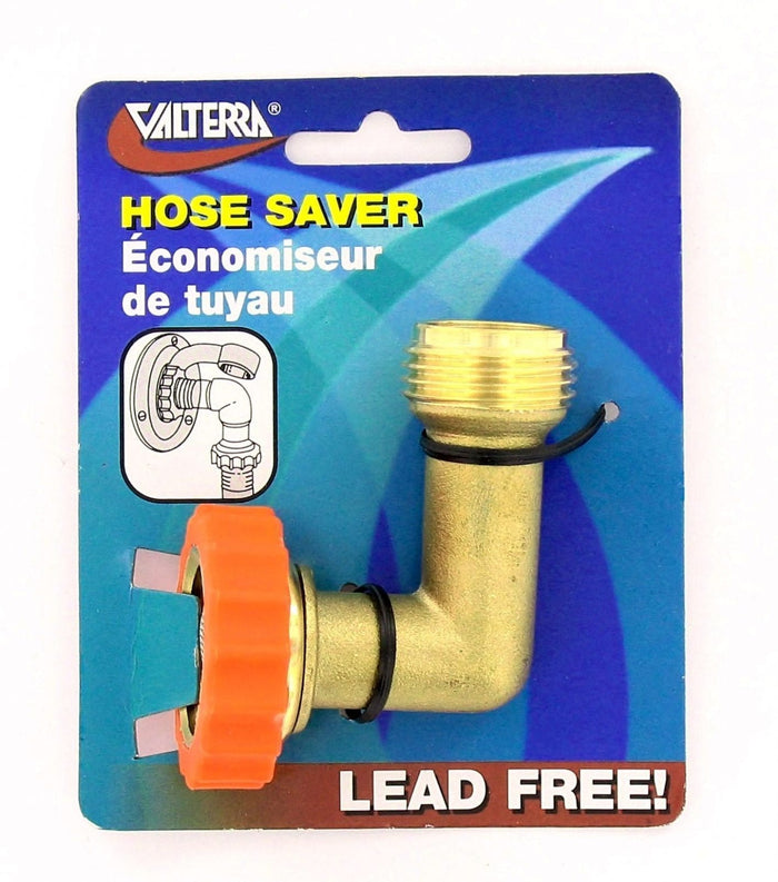 Valterra A01-0020VP Brass 90 Degree Hose Saver - Retail Packaging Front | United RV Parts